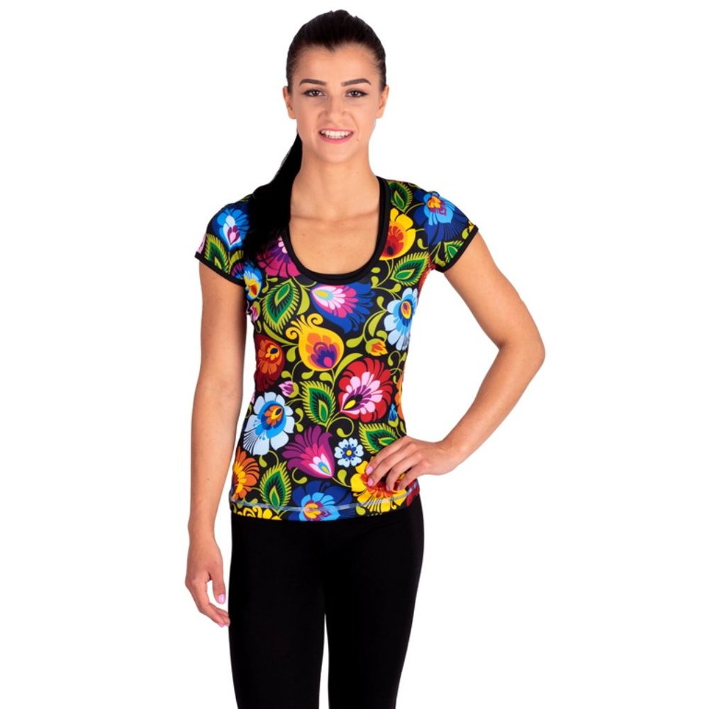 NWT fitness sport top folklore flowers sleeve - Picture 1 of 4